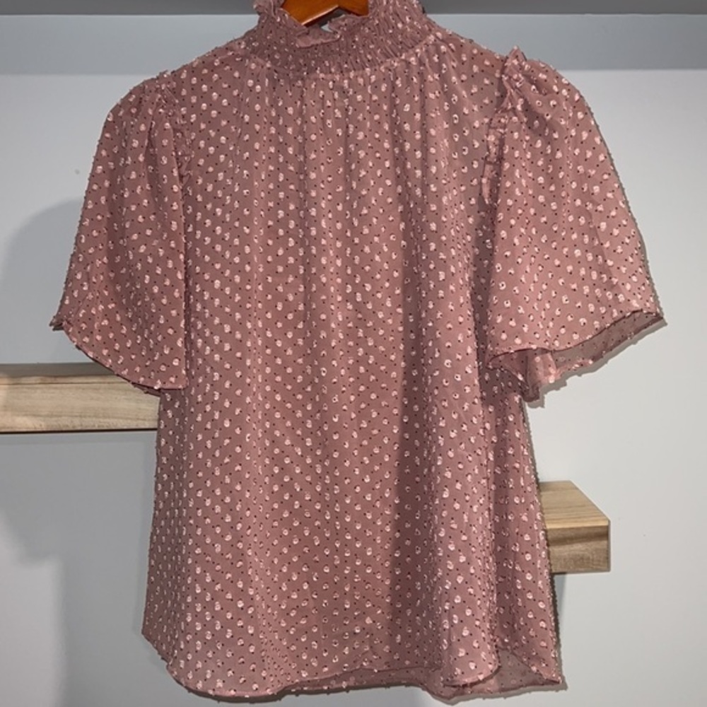 Mauve sheer top with satin under tank - Picture 2 of 4